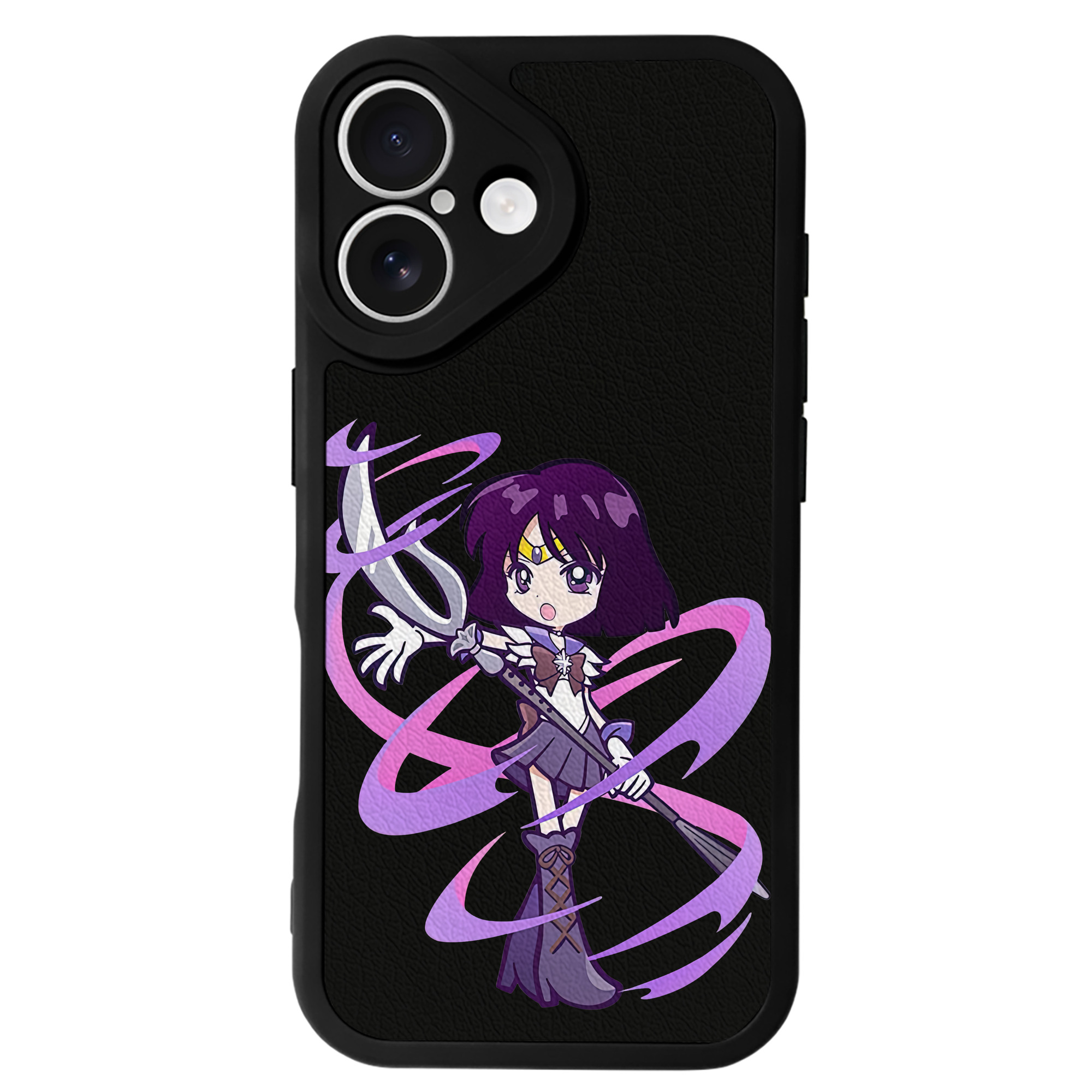 （画像用） 美少女戦士セーラームーン 土萠ほたる Sailor Moon Tomoe Hotaru （セーラーサターン；Sailor Saturn） 【iPhone 16シリーズ対応】シリコンスマホケース（レザー調） 材質：シリコン